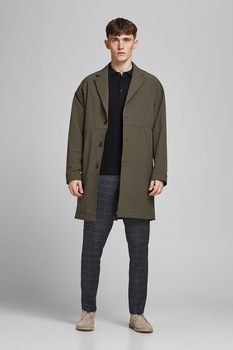 Jack&Jones, Bluza polo din bumbac organic cu fenta cu nasturi, Negru Jack&Jones, Bluza polo din bumbac organic cu fenta cu nasturi, Negru