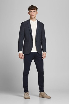 Jack&Jones, Bluza polo din bumbac organic cu fenta cu nasturi, Alb prafuit Jack&Jones, Bluza polo din bumbac organic cu fenta cu nasturi, Alb prafuit