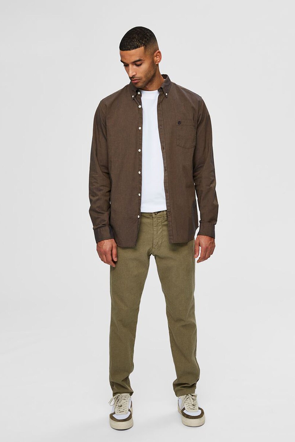 Selected Homme, Pantaloni chino slim fit Flex Structure, Verde militar