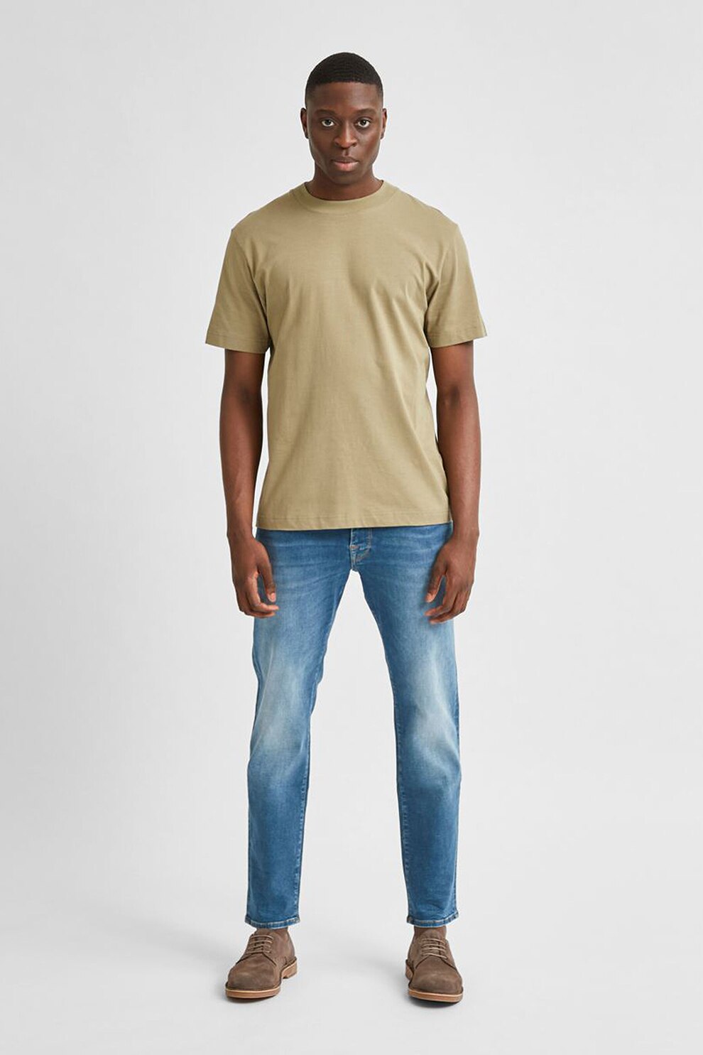 Selected Homme, Tricou relaxed fit de bumbac organic, Maro camel