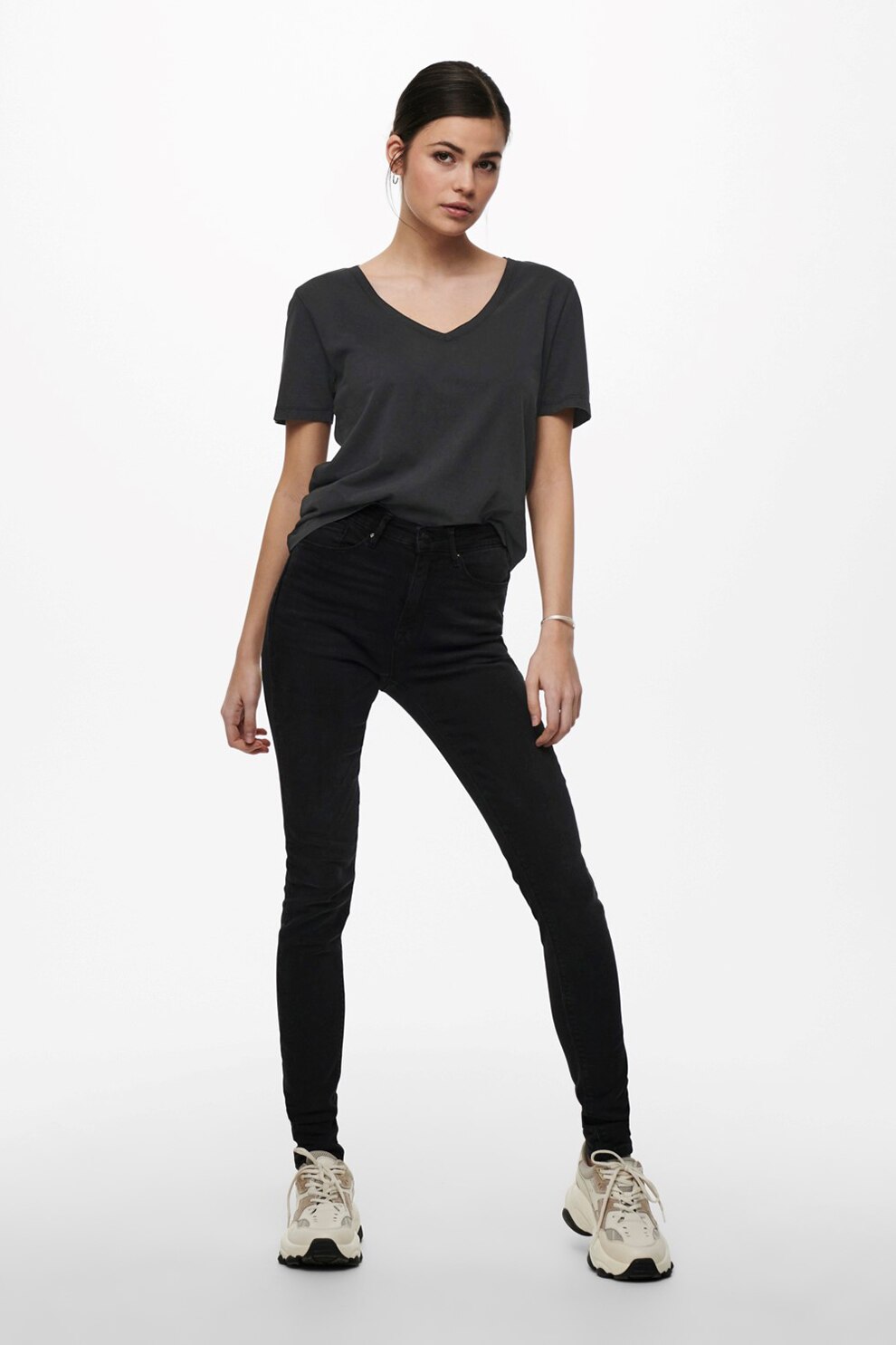 JdY, Tricou cu decolteu in V, Negru stins