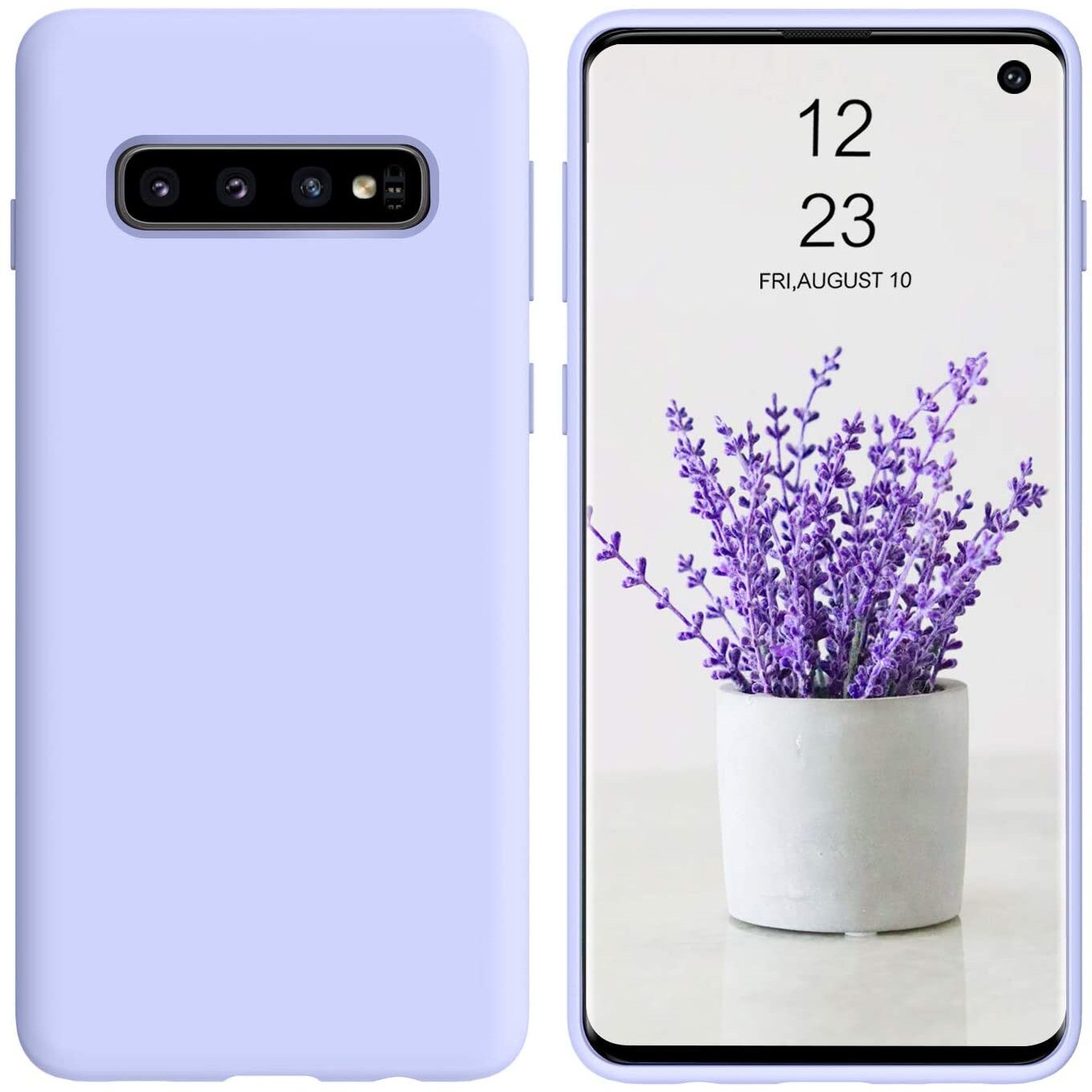 Husa din silicon mat, interior de catifea, compatibila cu Samsung Galaxy S10 Plus, baby blue