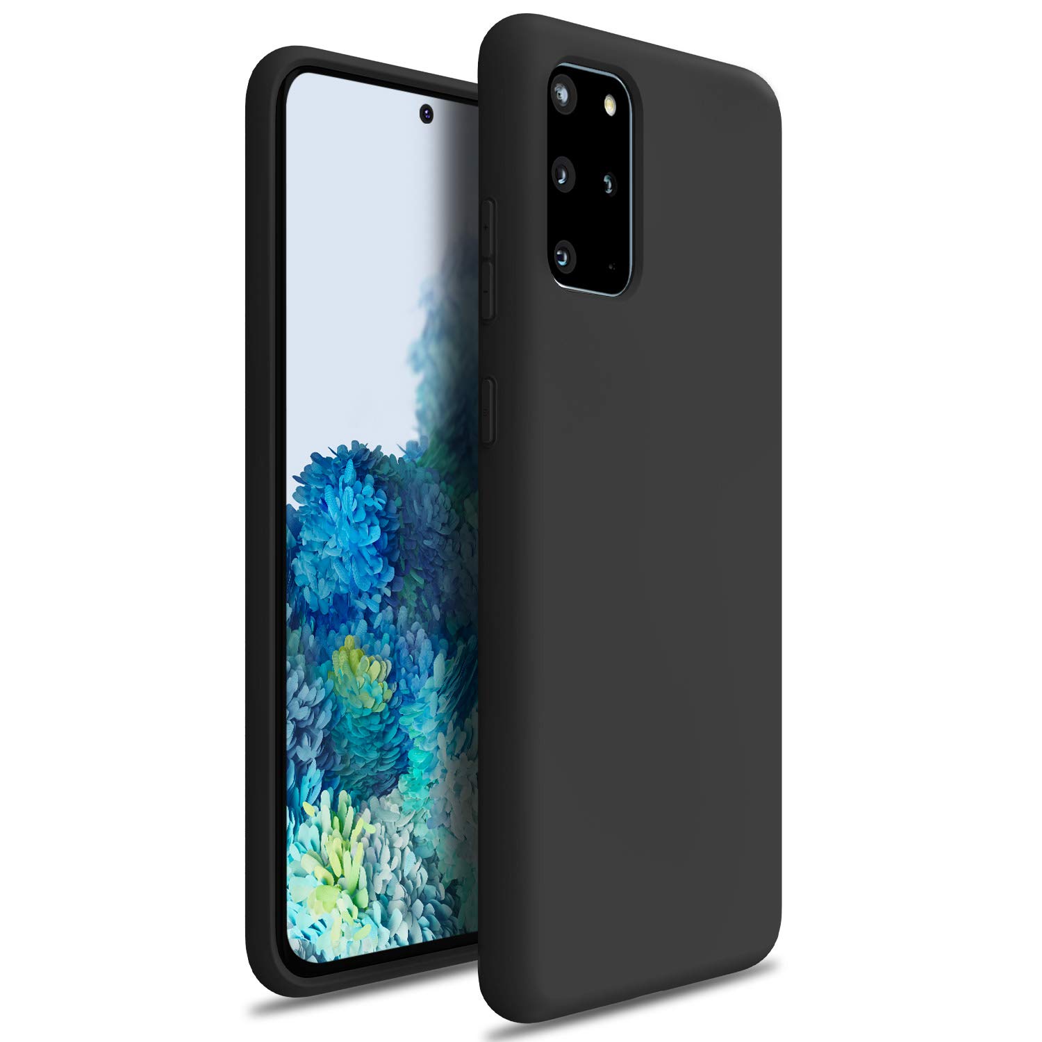 Husa din silicon mat, interior de catifea, compatibila cu Samsung Galaxy S20 Plus, pure black