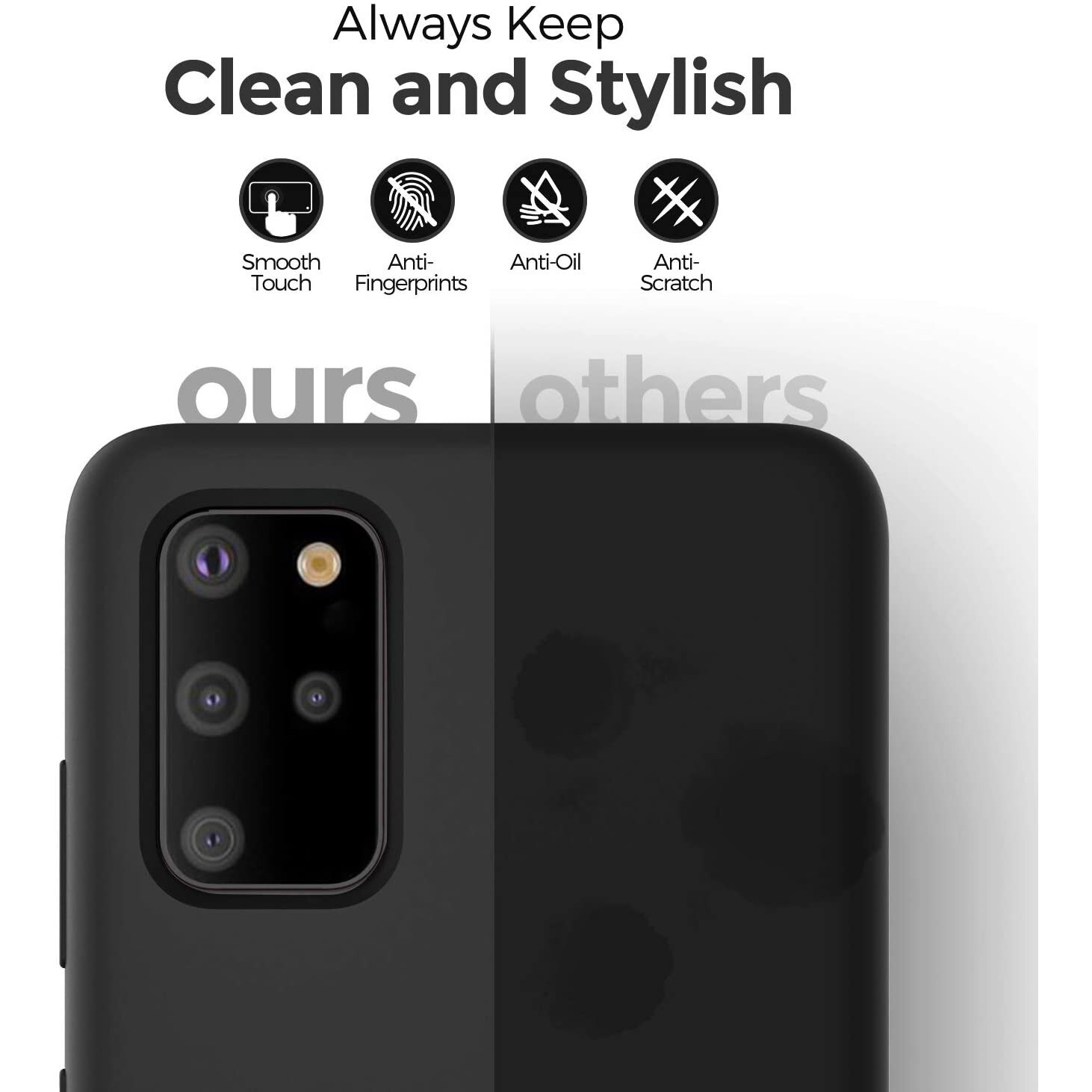 Husa din silicon mat, interior de catifea, compatibila cu Samsung Galaxy S20 Plus, pure black