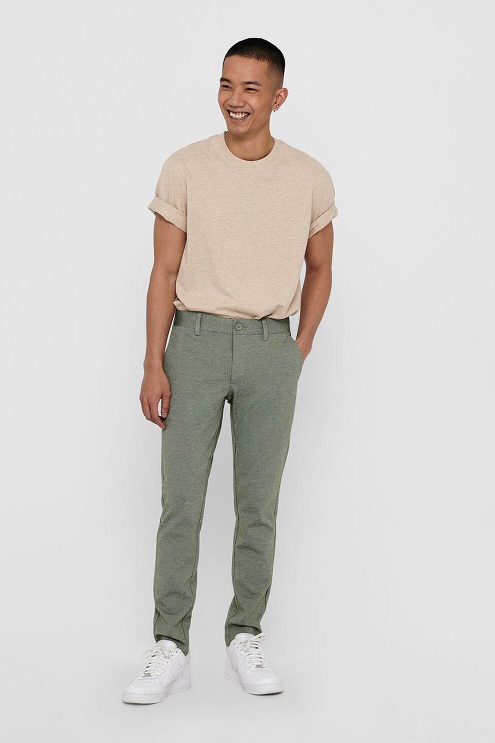 Only & Sons, Pantaloni chino cu buzunare laterale, Kaki