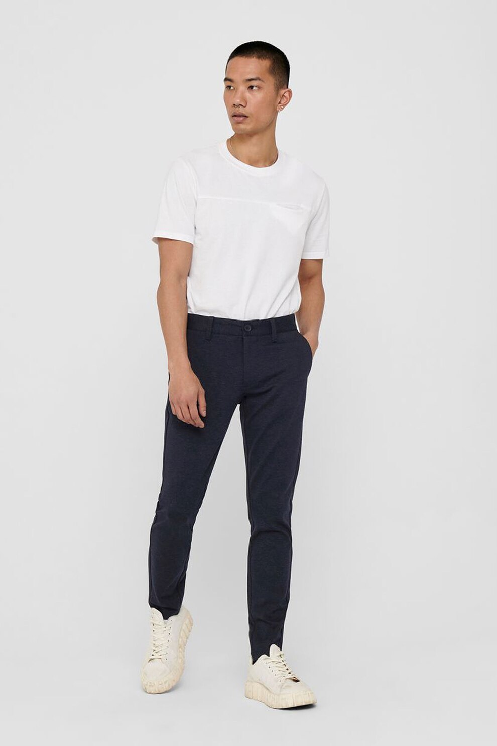 Only & Sons, Pantaloni chino cu buzunare laterale, Bleumarin