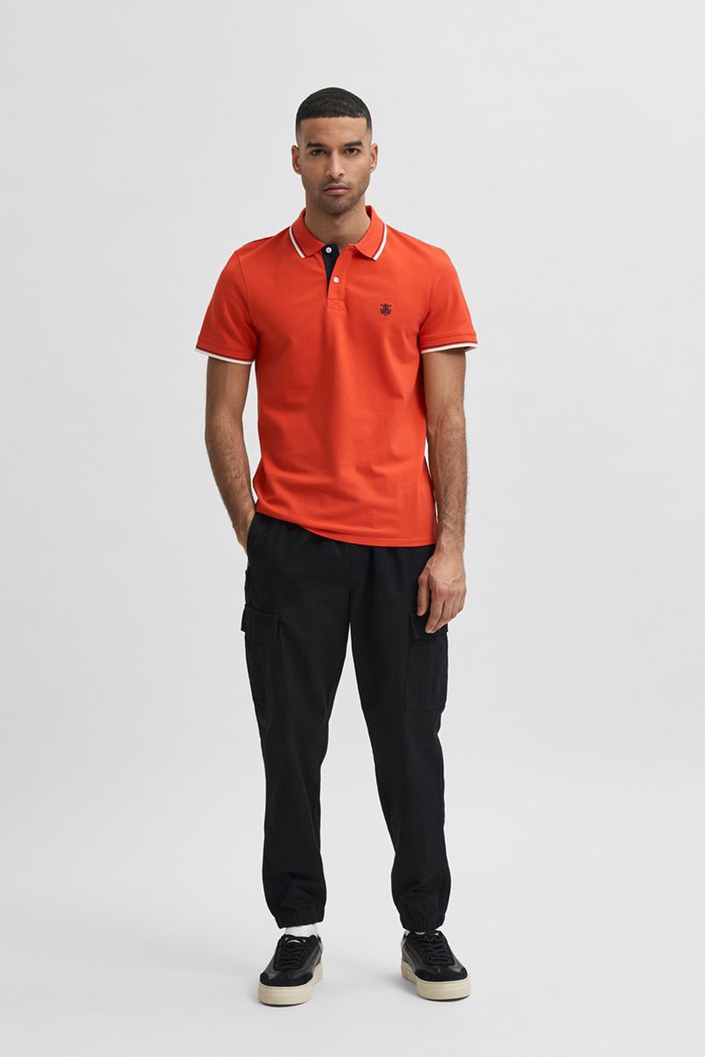 Selected Homme, Tricou polo regular fit, Rosu