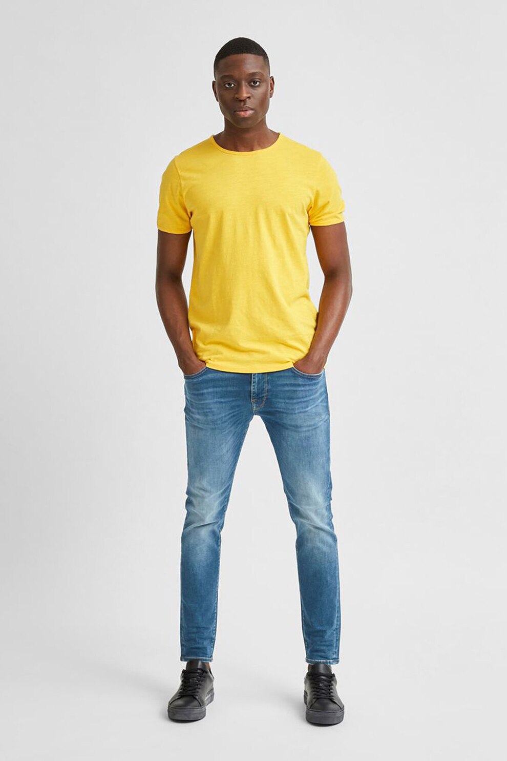 Selected Homme, Tricou regular fit din amestec de bumbac organic, Galben