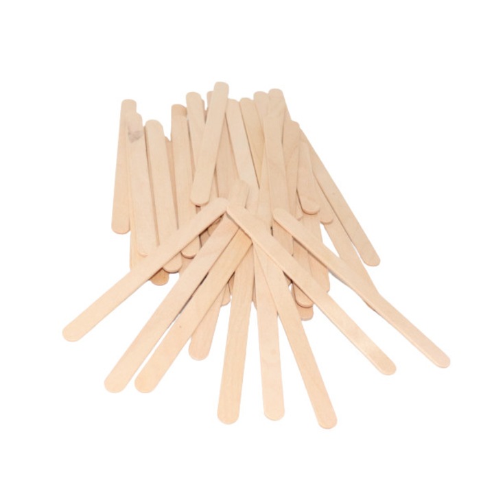 Set spatule mici aplicat ceara, pentru mustata si zone mici, lemn, 112x10x2 mm, 100 bucati