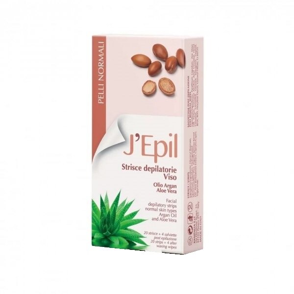 Benzi depilatoare pentru fata cu argan si aloe, 20 buc, Xanitalia J'epil