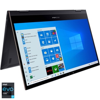 Laptop 2 in 1 ASUS ZenBook Flip S UX371EA OLED cu procesor Intel Core i7-1165G7, 13.3 Laptop 2 in 1 ASUS ZenBook Flip S UX371EA OLED cu procesor Intel Core i7-1165G7, 13.3