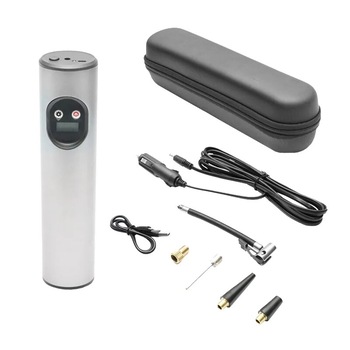 Compresor aer portabil gri inchis 12,4V baterie 6000Am reincarcabila 250x56x47mm cu accesorii Compresor aer portabil gri inchis 12,4V baterie 6000Am reincarcabila 250x56x47mm cu accesorii