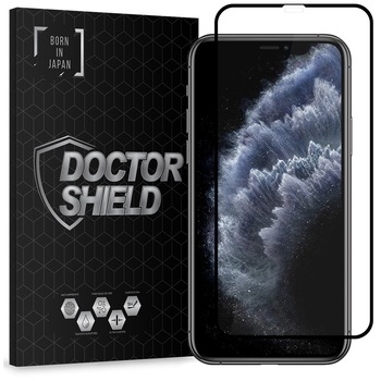 Folie Sticla Dr.Shield, Compatibil Apple iPhone 11 Pro, Full Glue, Protectie Profesionala Ecran 3D, Full Cover- Negru Folie Sticla Dr.Shield, Compatibil Apple iPhone 11 Pro, Full Glue, Protectie Profesionala Ecran 3D, Full Cover- Negru