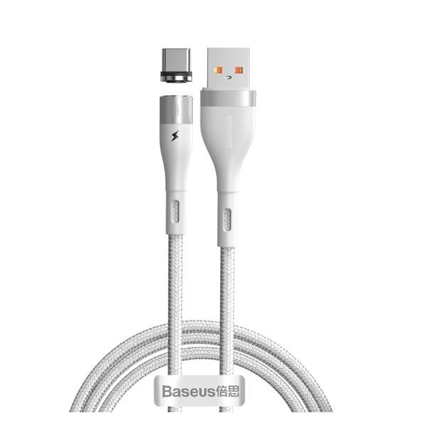 Cablu magnetic Baseus USB la USB-C, 3 A, 1m, Alb