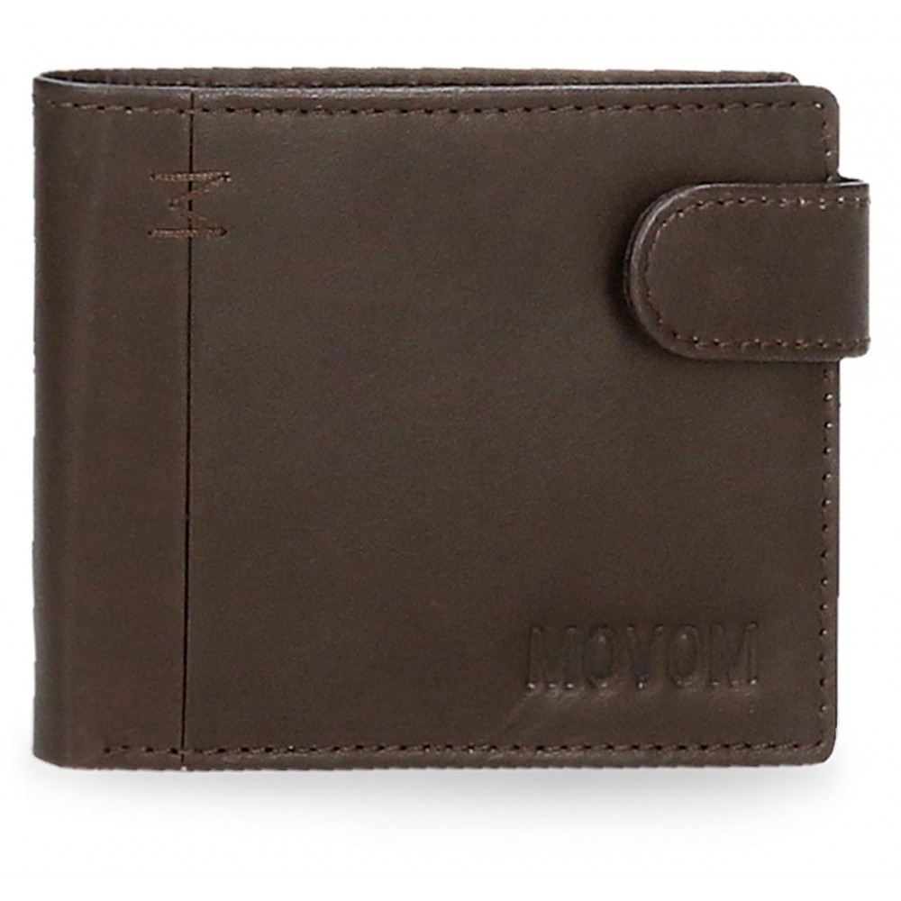 Portofel orizontal cu inchidere capsa, Movom Fantasy, maro