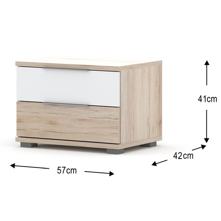 Dormitor Kring Sydney, Pat 160x200 cm, Dulap usi glisante 315x60x225 cm, 2 Noptiere, Somiera