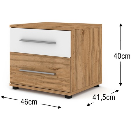 Dormitor Kring Merida, Pat 160x200 cm, Dulap usi glisante 215x60x210 cm, 2 Noptiere, Somiera