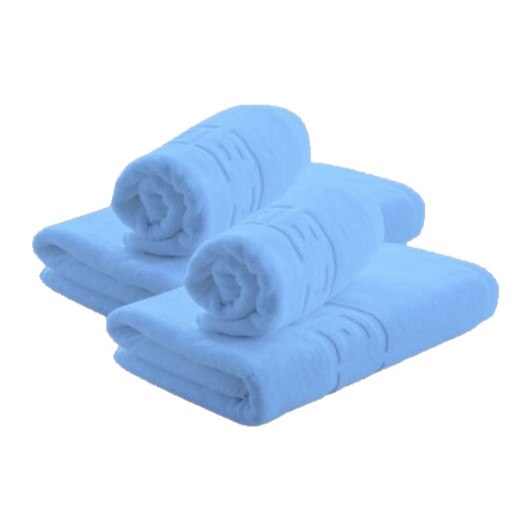 Set 4 prosoape bumbac 100% cu bordura greceasca, Ralex Pucioasa, Family Pack, Bleu ciel