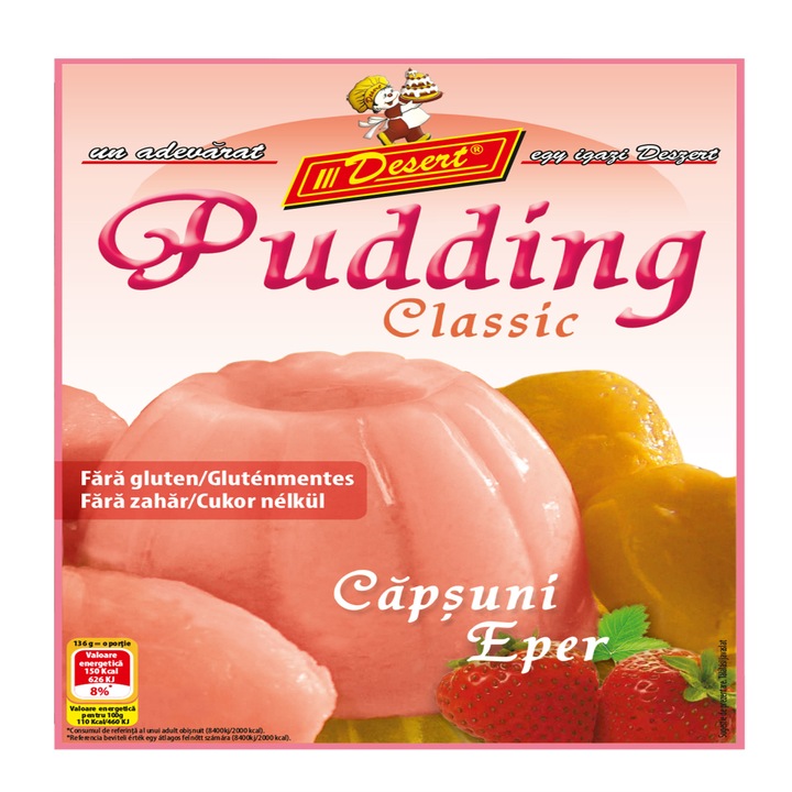 Budinca Clasica Desert cu aroma de Capsuni set 10 bucati x 42g