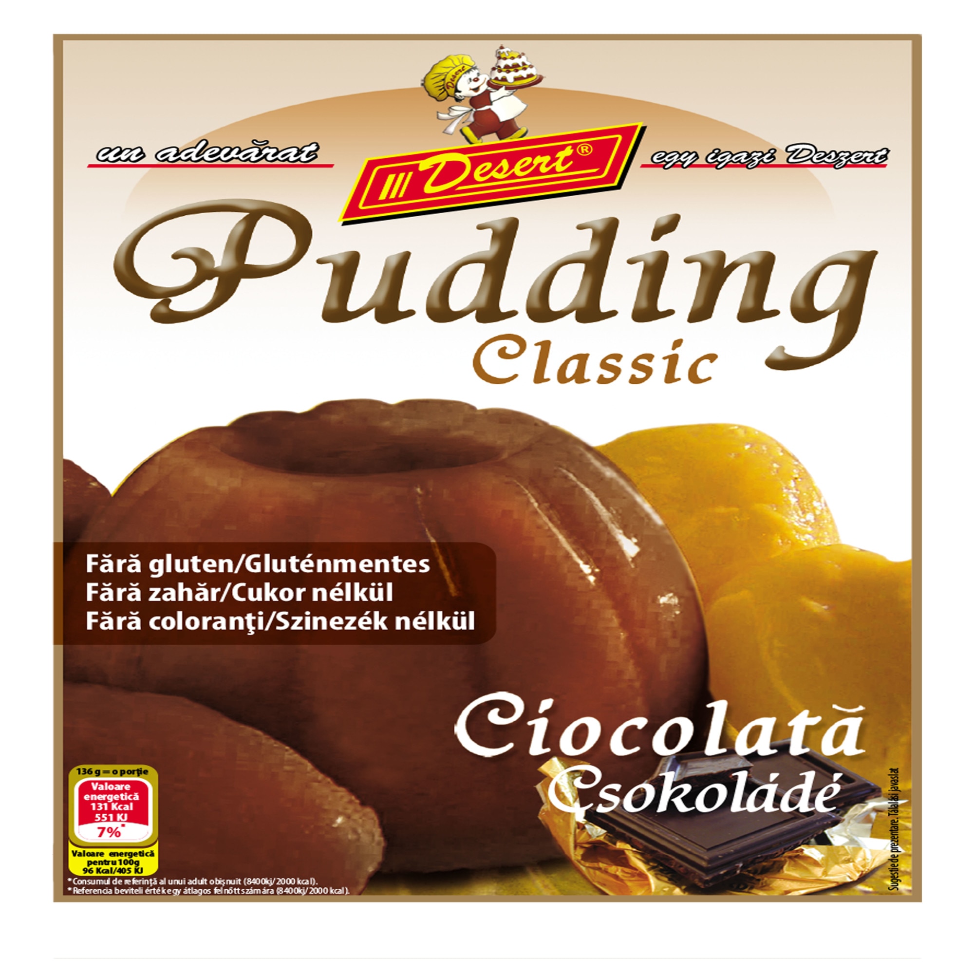 Budinca Clasica Desert cu aroma de Ciocolata set de 10 bucati x 42g