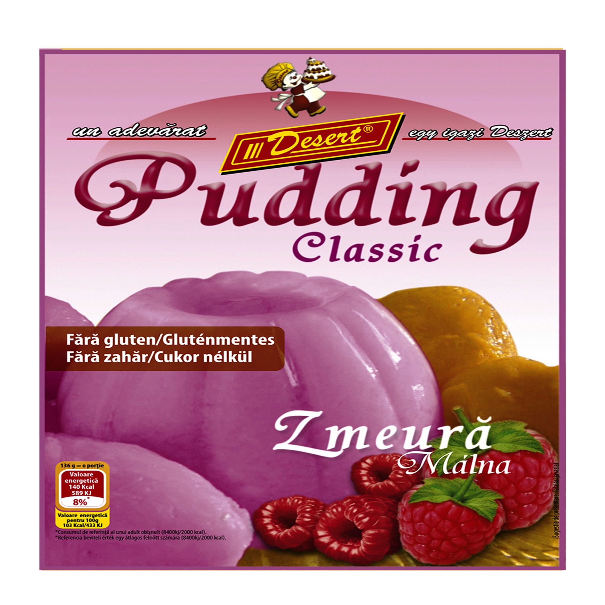 Budinca Clasica Desert cu aroma de Zmeura set de 10 bucati x 42g