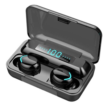 Casti bluetooth EarBuds F9-5, wireless, handsfree, BT 5.0, carcasa cu afisaj LED si capacitate de incarcare telefon 1200mAh, control Touch, incarcare magnetica, compatibil universal, functie reducere zgomot, power bank negru Casti bluetooth EarBuds F9-5, wireless, handsfree, BT 5.0, carcasa cu afisaj LED si capacitate de incarcare telefon 1200mAh, control Touch, incarcare magnetica, compatibil universal, functie reducere zgomot, power bank negru