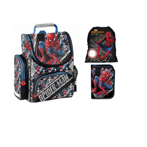Set rucsac scoala, spiderman, penar, sac pentru pantofi, multicolor