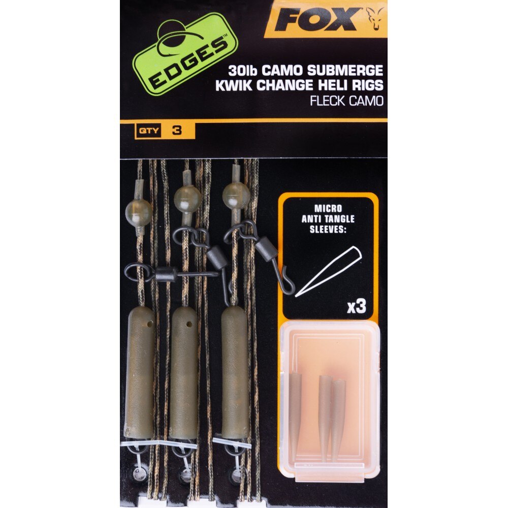 Montura Fox Edges Eubmerge Camo Leader Heli Rigs Kwik Change kit, 30lb