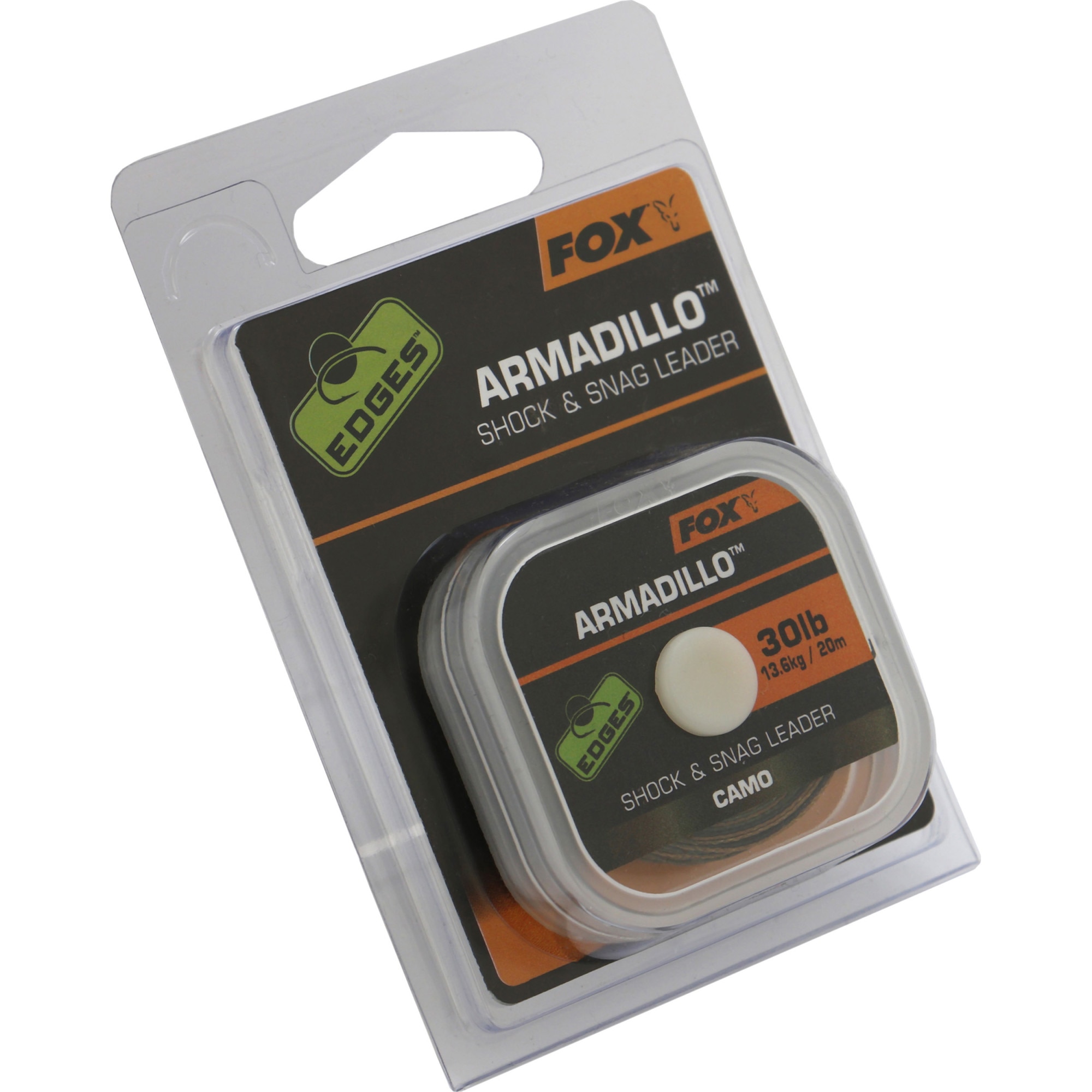 Fir Textil Fox Armadillo Shock And Snag Leader, 30lbs 20m, Camo