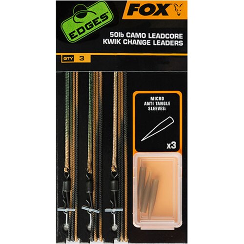 Montura Fox Camo Leadcore Kwik Change Leader, 75cm, 50lbs, 3buc/set