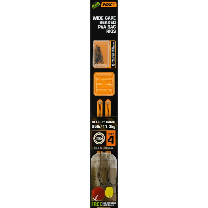 Montura Fox Edges Wide Gape Beaked PVA Bag Rigs, 25lb, nr.4