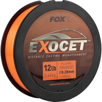 Fir Monofilament Fox Exocet Fluoro Orange Mono 1000m, 0.28mm, 12lbs/5.44kg Fir Monofilament Fox Exocet Fluoro Orange Mono 1000m, 0.28mm, 12lbs/5.44kg