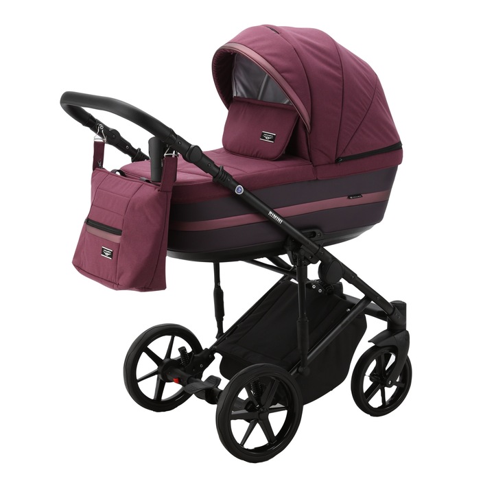 Carucior 3 in 1 ADAMEX RIMINI ALU, TIP Collection, Linen & EcoLeather RY89, Royal Plum