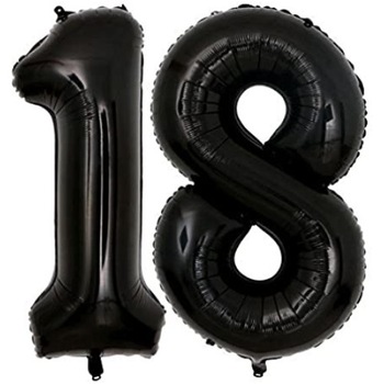 Set 2 baloane majorat, 18 ani, cifre, Glam Your Party, negru, 80 cm Set 2 baloane majorat, 18 ani, cifre, Glam Your Party, negru, 80 cm