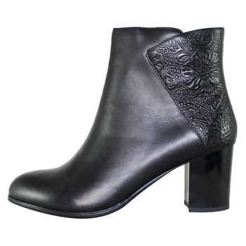 Botine dama din piele cu model, Epica, Negru Botine dama din piele cu model, Epica, Negru