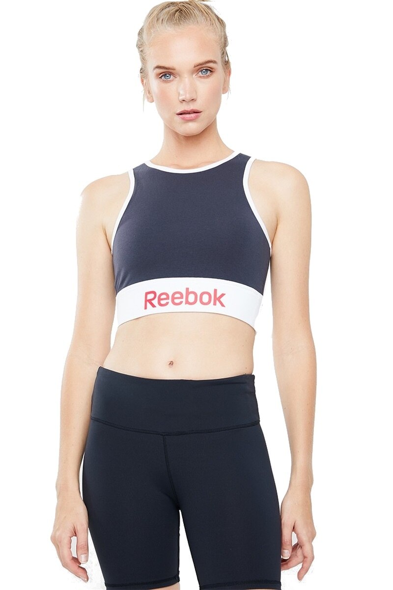Bustiera femei Reebok Linear Bra Bleumarin