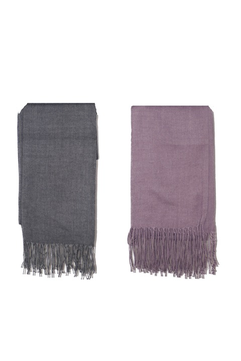 Set 2 esarfe dama, Dazoriginal, casmir, Gri/Violet, 70 x 180 cm