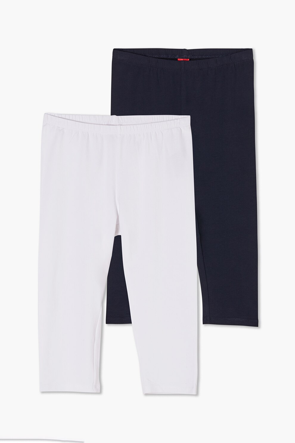 s.Oliver, Set 2 perechi de colanti de jerseu, fete, cu banda elastica in talie, Bleumarin/Alb prafuit