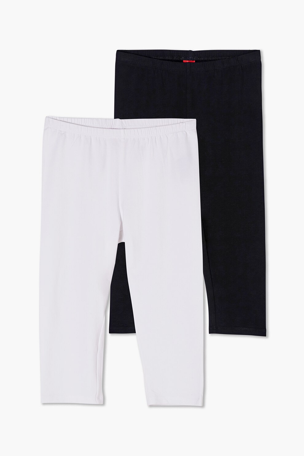 s.Oliver, Set 2 perechi de colanti de jerseu, fete, cu banda elastica in talie, Negru/Alb prafuit