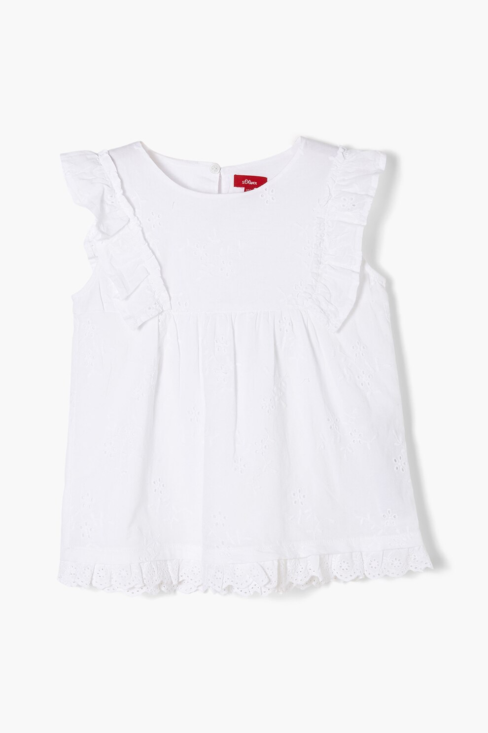 s.Oliver, Bluza lejera tip tunica cu volane, Alb, 104-110 CM
