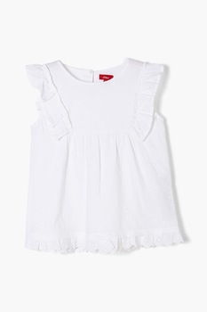 s.Oliver, Bluza lejera tip tunica cu volane, Alb, 104-110 CM s.Oliver, Bluza lejera tip tunica cu volane, Alb, 104-110 CM