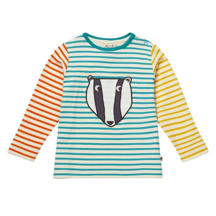 Bluza in 3 culori, cu bursuc, bumbac organic, multicolor, copii 0 - 3 luni