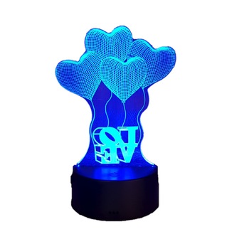 Lampa cu LED tip 3D inimioare Lampa cu LED tip 3D inimioare