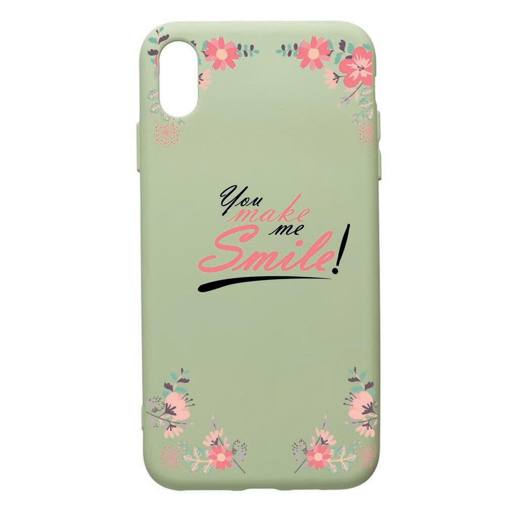 Husa de protectie Apple iPhone XS / X, Make Me Smile, silicon, cu interiorul din material textil, protectie camera, Beryl, PGR4