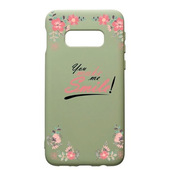 Husa de protectie Samsung Galaxy S10, Make Me Smile, silicon, cu interiorul din material textil, protectie camera, Beryl, PGR4 Husa de protectie Samsung Galaxy S10, Make Me Smile, silicon, cu interiorul din material textil, protectie camera, Beryl, PGR4