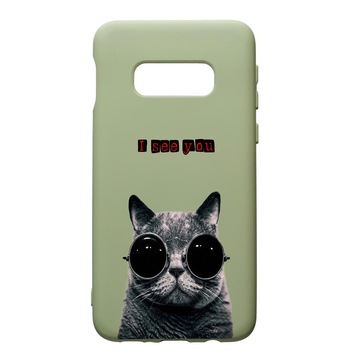 Husa de protectie Samsung Galaxy S10, I See You, silicon, cu interiorul din material textil, protectie camera, Beryl, PGR9 Husa de protectie Samsung Galaxy S10, I See You, silicon, cu interiorul din material textil, protectie camera, Beryl, PGR9