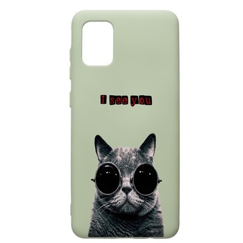 Husa de protectie Samsung Galaxy A41, I See You, silicon, cu interiorul din material textil, protectie camera, Beryl, PGR9 Husa de protectie Samsung Galaxy A41, I See You, silicon, cu interiorul din material textil, protectie camera, Beryl, PGR9