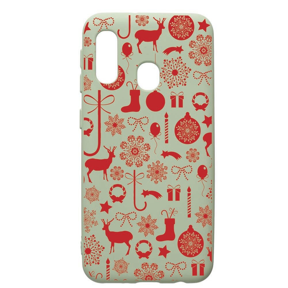 Husa de protectie Samsung Galaxy A40, Christmas Pattern, silicon, cu interiorul din material textil, protectie camera, Beryl, PGR7