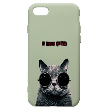 Husa de protectie Apple iPhone SE 2 / iPhone 8 / iPhone 7, I See You, silicon, cu interiorul din material textil, protectie camera, Beryl, PGR9 Husa de protectie Apple iPhone SE 2 / iPhone 8 / iPhone 7, I See You, silicon, cu interiorul din material textil, protectie camera, Beryl, PGR9