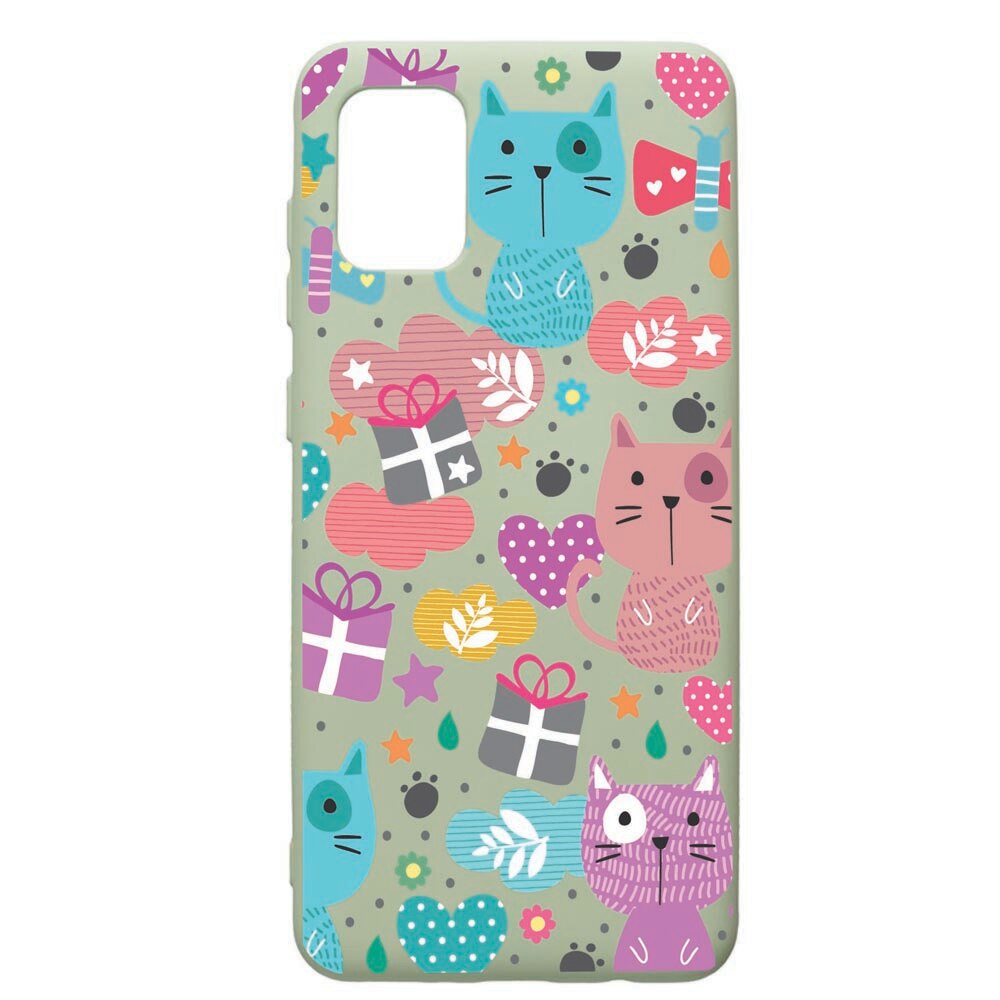 Husa de protectie Samsung Galaxy A71, Lovely Cat, silicon, cu interiorul din material textil, protectie camera, Beryl, PGR41